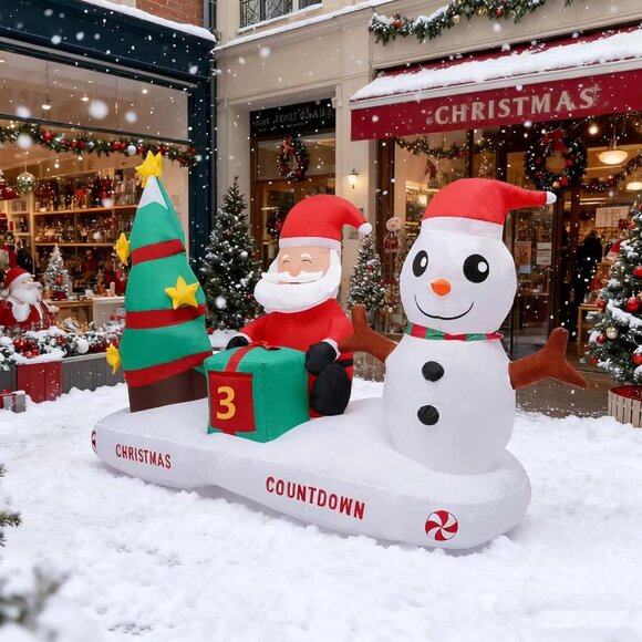 🆕6FT Christmas Inflatable Countdown Tree Santa Claus Snowman Outdoor Decoration - Picture 6 of 8
